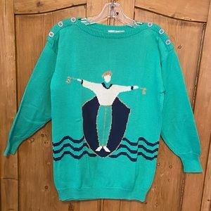 Ricky Yeung 100% Cotton Nautical Theme Sweater Womens sz L